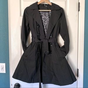 Black Flared Trench Coat Divided Size 6